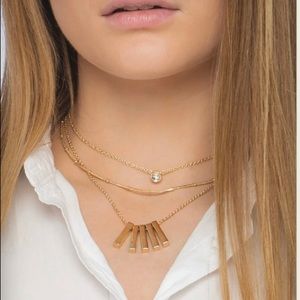 Brand New - Five Bar Necklace in Gold BY Center Court - Drawstring Adjuster